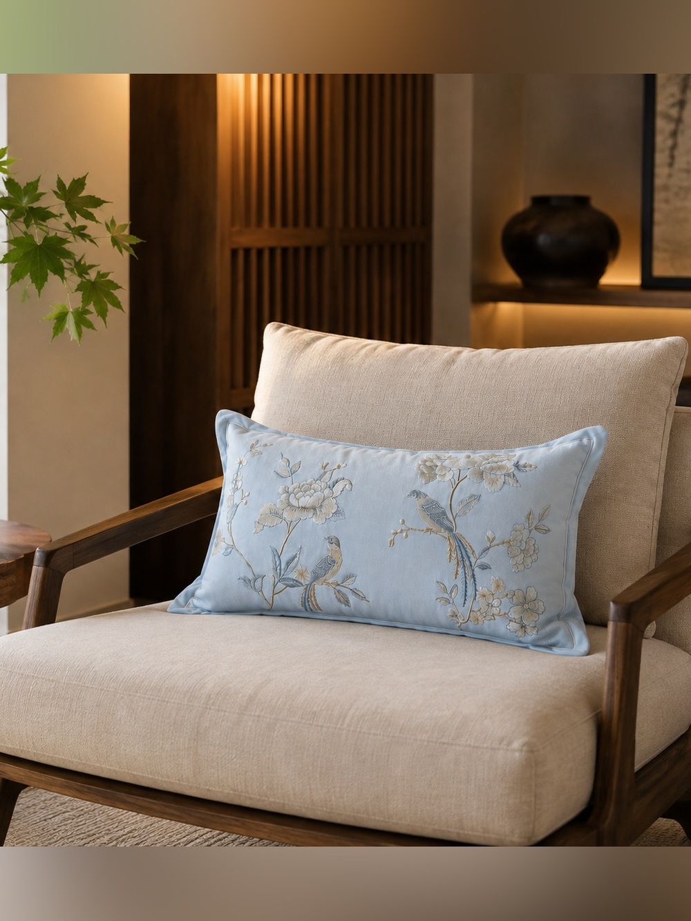 WAMSUTTA Chinoiserie Bird & Blossom Embroidered Lumbar Feather Insert
#0630266A
